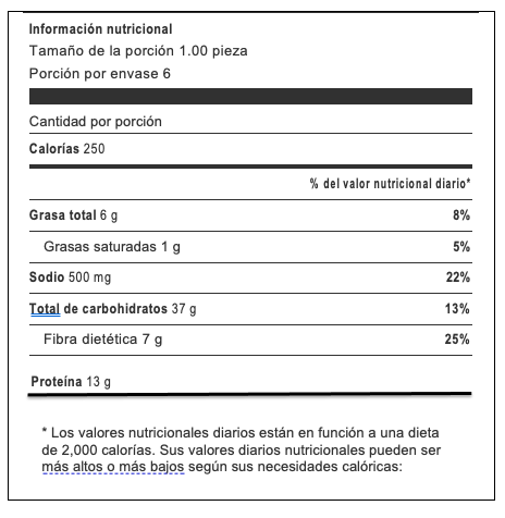 Nutrition Label